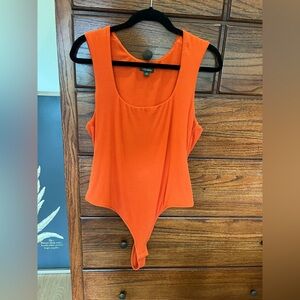 Wild Fable Orange Fitted Sleeveless Tank Bodysuit